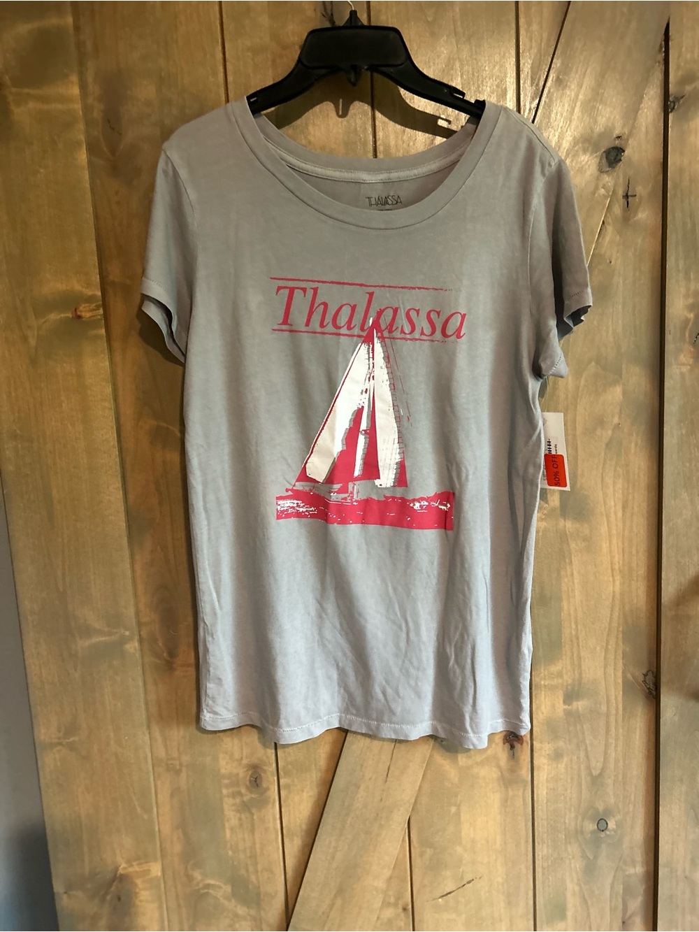 Grey screen print sailboat T